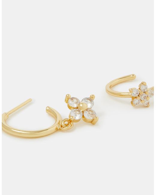 Accessorize White 2-Pack 14Ct-Plated Flower Hoop Earrings