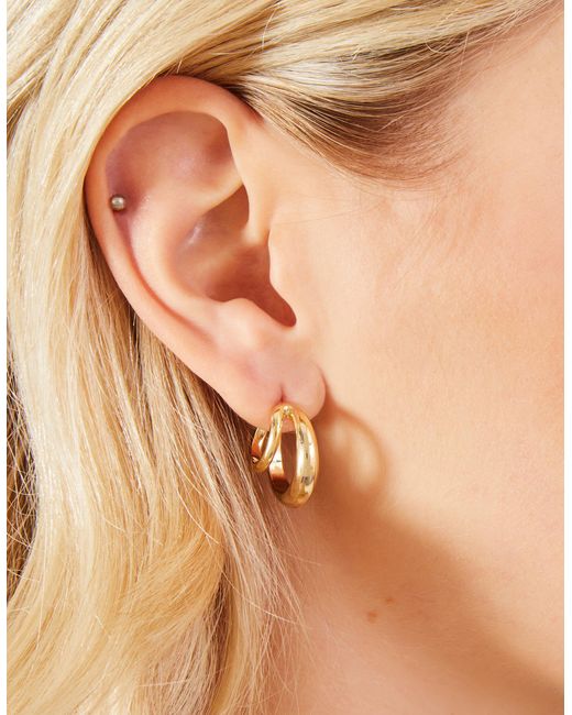 Accessorize Metallic Women's 14ct Gold-plated Double Hoops