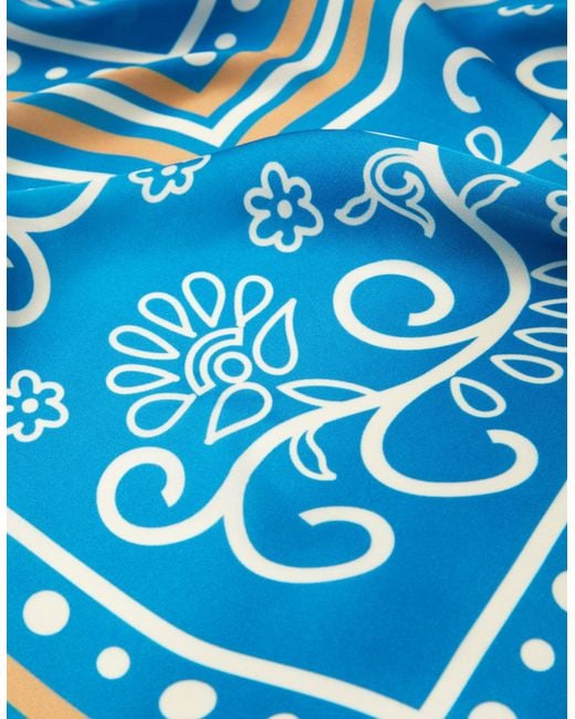 Accessorize Blue Floral Print Square Satin Scarf