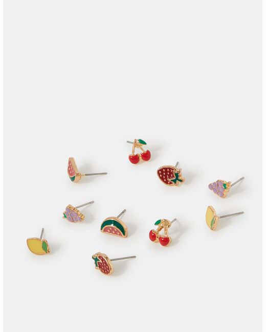 Accessorize Brown 5-Pack Fruit Stud Earrings
