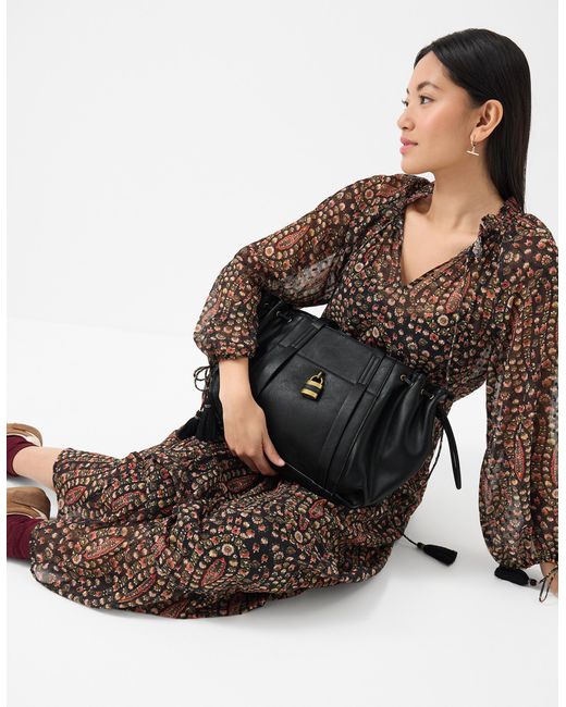 Accessorize Brown Padlock Ruched Shoulder Bag