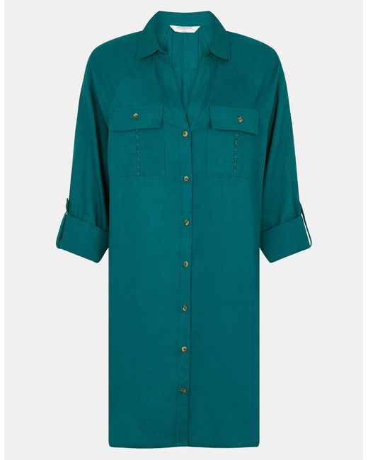 Accessorize Green Lace Trim Beach Cover Up Shirt