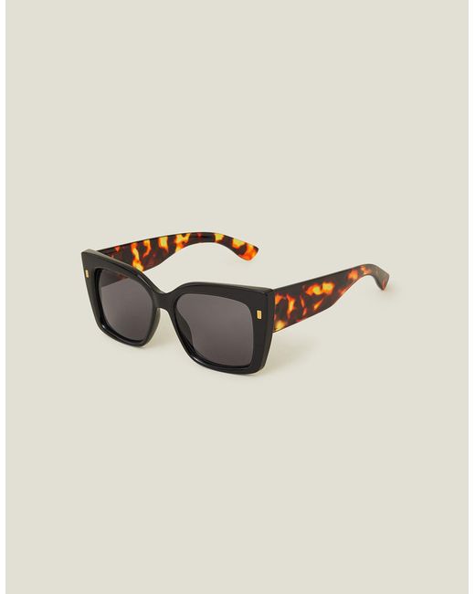 Accessorize Natural Black Contrast Chunky Cateye Sunglasses
