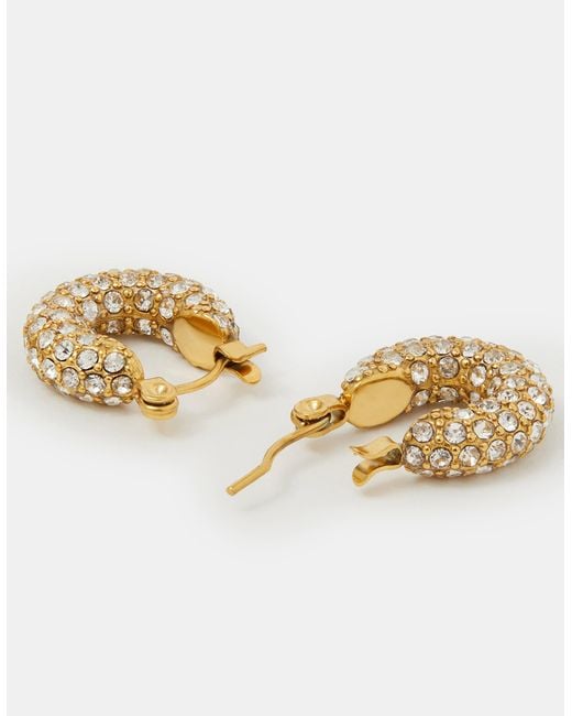 Accessorize White Stainless Steel Chunky Pavé Hoop Earrings