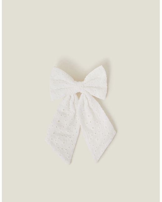 Accessorize Natural Broderie Bow Barrette Hair Clip
