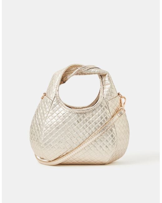 Accessorize White Woven Metallic Bag