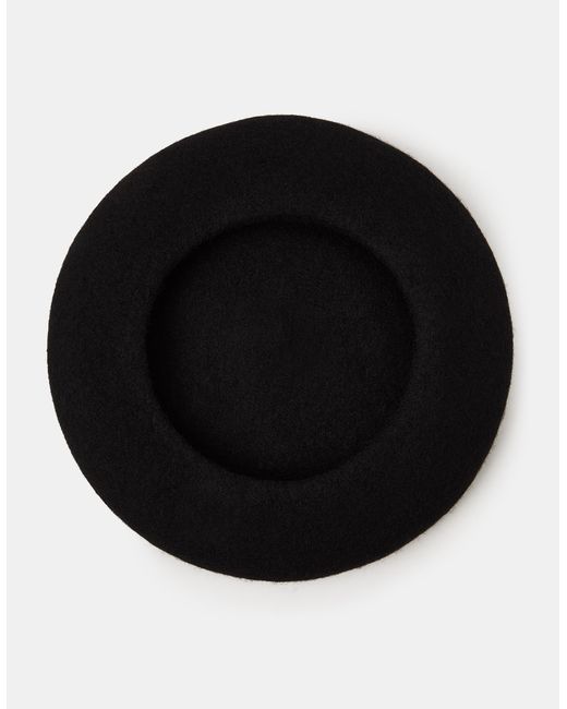 Accessorize Black Plain Wool Beret