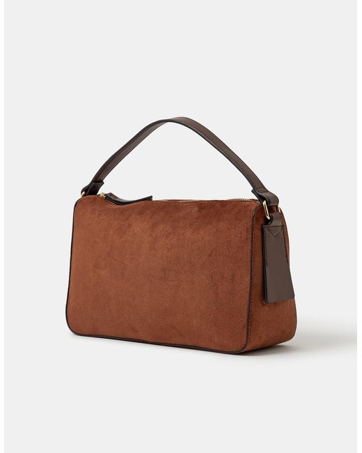 Accessorize Brown Faux Suede Handheld Bag