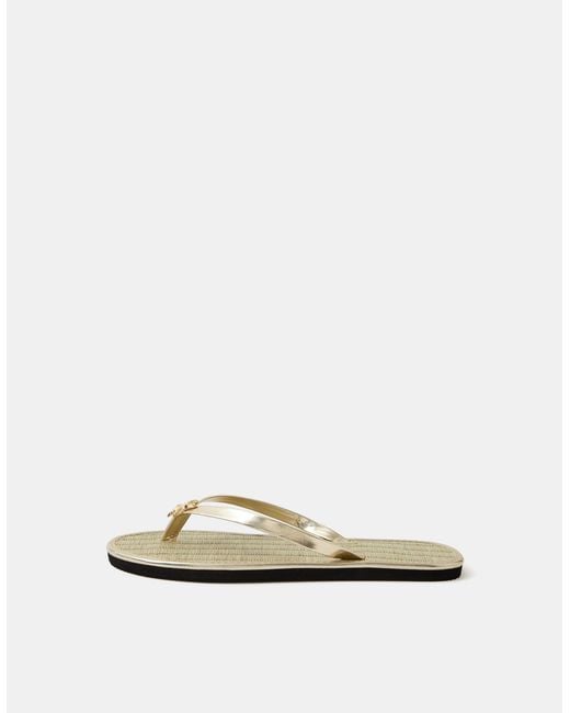 Accessorize Natural Starfish Metallic Seagrass Flip Flops