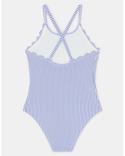 Accessorize Blue Fish Embroidered Stripe Swimsuit