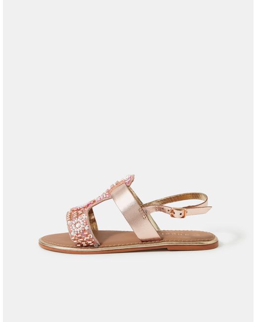 Accessorize Pink Beaded Metallic Sandals