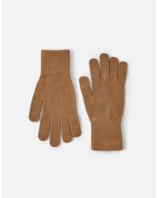 Accessorize White Camel Light Brown Acrylic Long Cuff Touchscreen Gloves