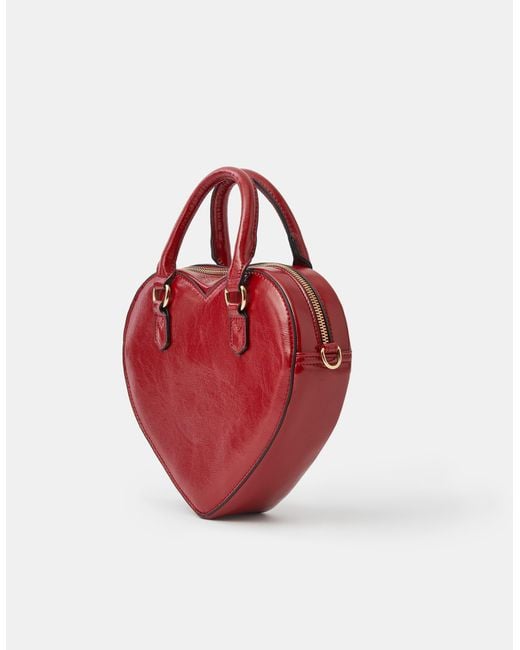 Accessorize Red Patent Faux Leather Heart Crossbody Bag