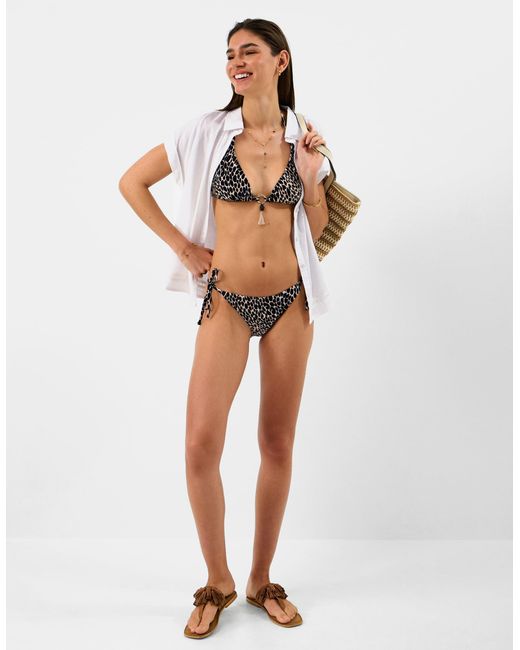 Accessorize Black Print Triangle Bikini Top