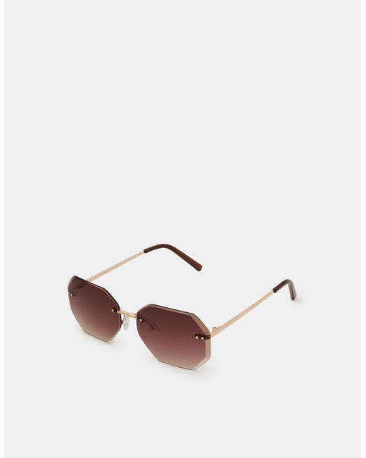 Accessorize White Geometric Rimless Sunglasses