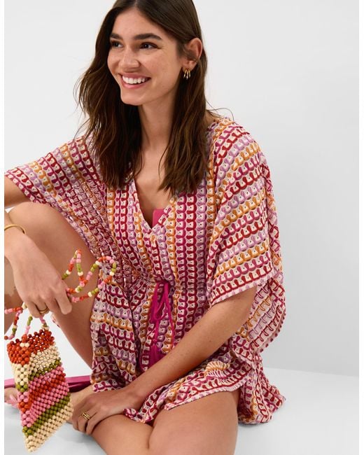 Accessorize Red Crochet Mini Kaftan