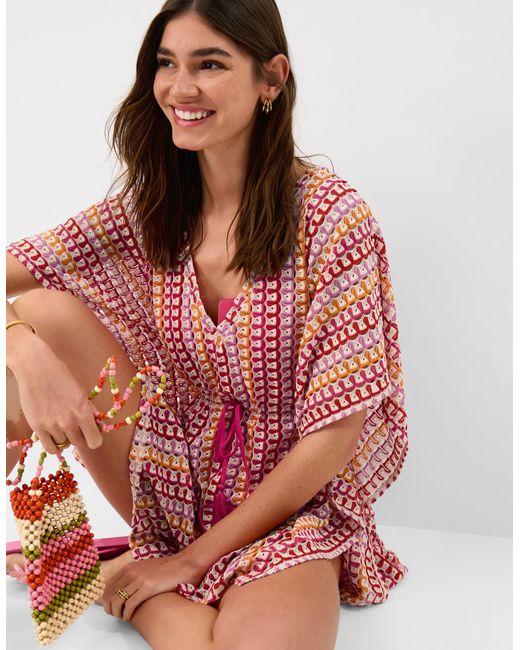 Accessorize Red Crochet Mini Kaftan