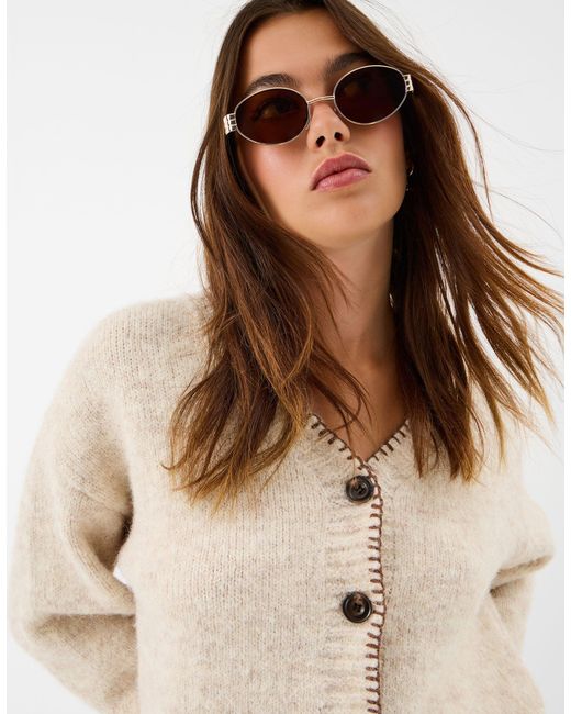 Accessorize Natural Oval Metal Sunglasses