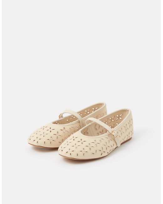 Accessorize Natural Cut Out Mary Jane Ballet Flats