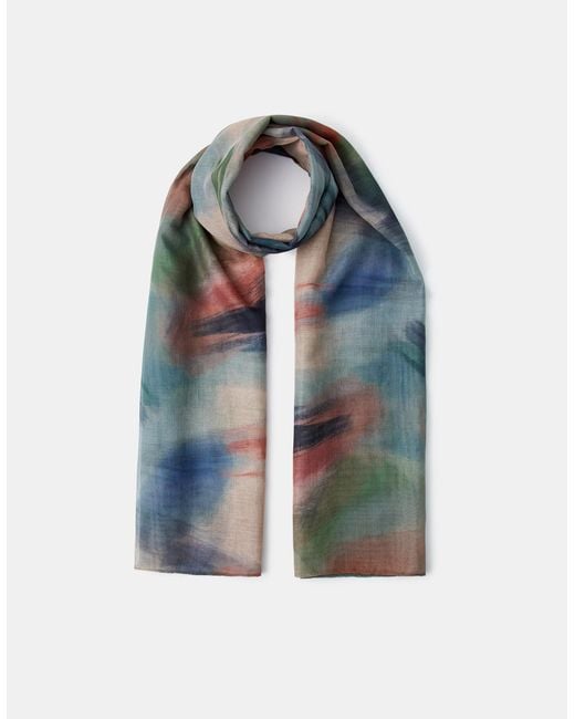 Accessorize Blue Lightweight Blurred Print Scarf