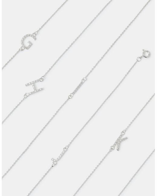 Accessorize Natural Sterling Sparkle Initial Bracelet