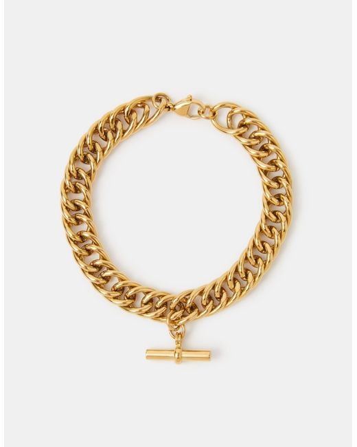 Accessorize Metallic Stainless Steel Chunky T-Bar Bracelet