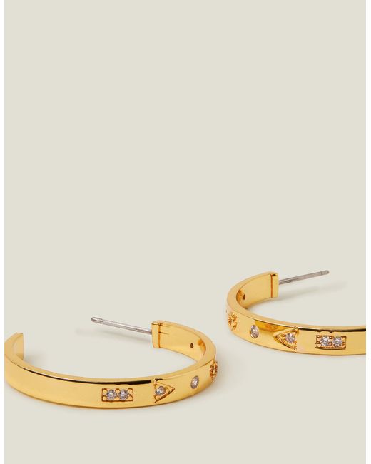 Accessorize Metallic Women's 14ct Gold-plated Sparkle Station Hoop Earrings