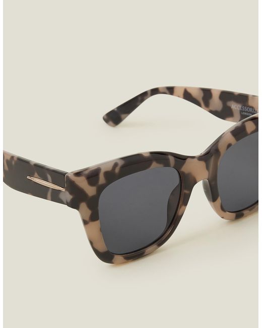 Accessorize Natural Chunky Tort Square Sunglasses