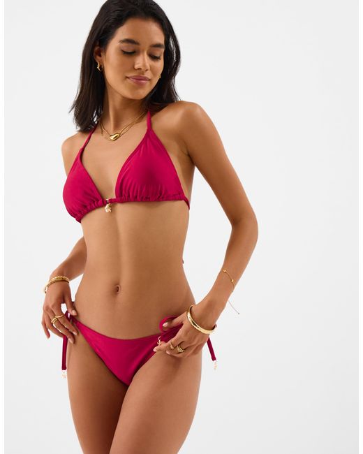 Accessorize Red Starfish Charm Triangle Bikini Top