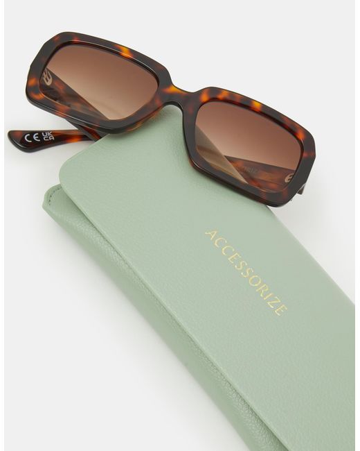 Accessorize White Acetate Tort Rectangle Sunglasses