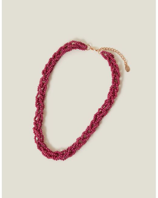 Accessorize Pink Seedbead Chain Collar Necklace