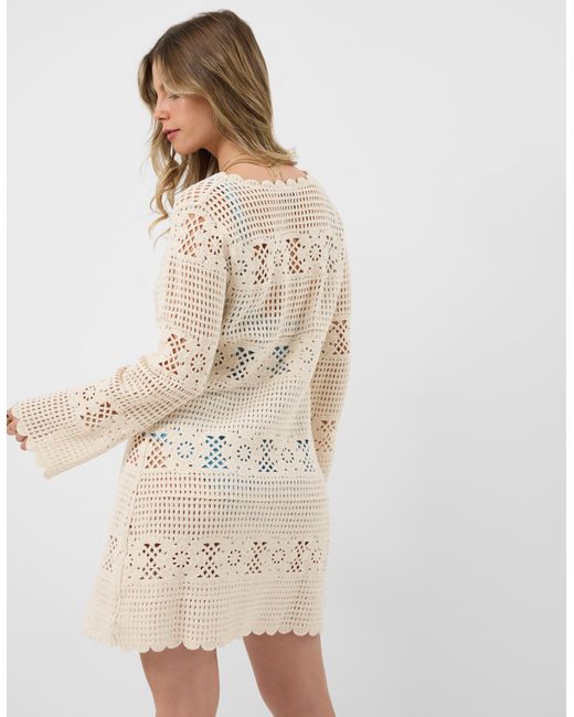 Accessorize Natural Crochet Tie Front Kaftan