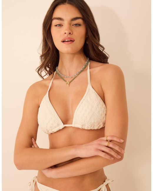 Accessorize Natural Crochet Triangle Bikini Top