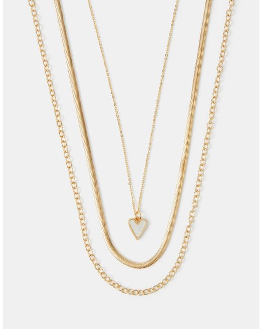 Accessorize Natural 3-Pack Heart Pendant Chain Necklaces