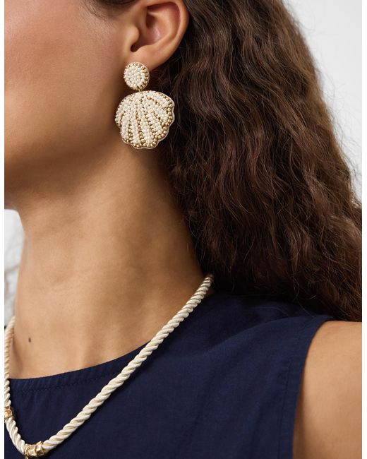 Accessorize Blue Beaded Shell Drop Earrings