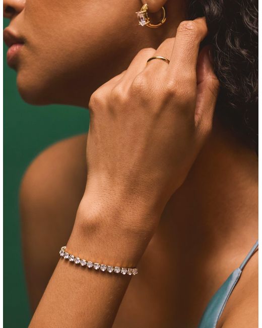 Accessorize White Stainless Steel Tennis Bracelet