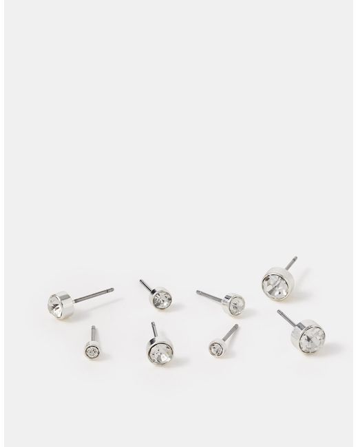 Accessorize Brown 8-Pack Stone Stud Earrings