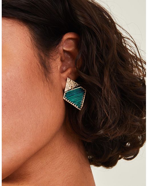 Accessorize Blue Women's Gold Diamond Drop Thread Earrings