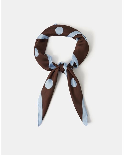 Accessorize Blue Polka Dot Square Satin Scarf