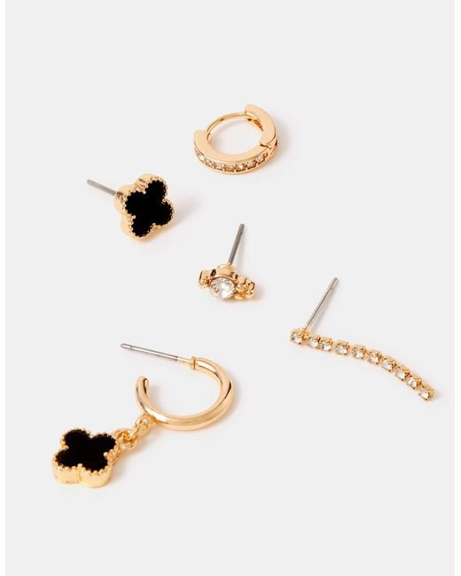 Accessorize White 5-Pack Clover Stud & Hoop Earrings