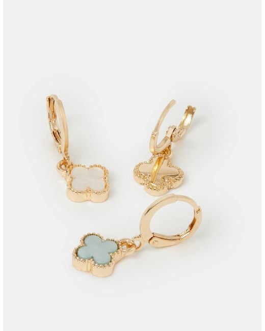 Accessorize White 3-Pack Mini Clover Charm Hoop Earrings
