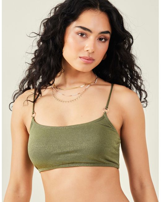 Accessorize Women's Shimmer Bikini Top Green