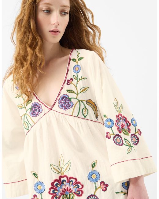 Accessorize Natural Embroidered Mini Cover Up