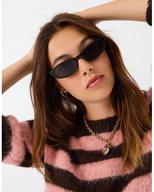 Accessorize White Slim Rectangle Sunglasses
