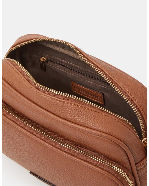 Accessorize Brown Dina Double Zip Crossbody Bag