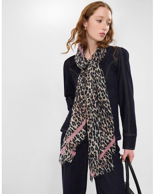 Accessorize White Lightweight Leopard Print Scarf
