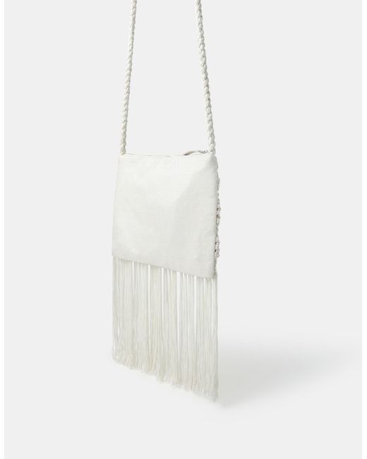 Accessorize White Mirror Fringe Crossbody Bag