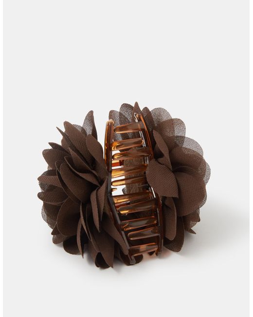 Accessorize Brown Chiffon Flower Claw Clip