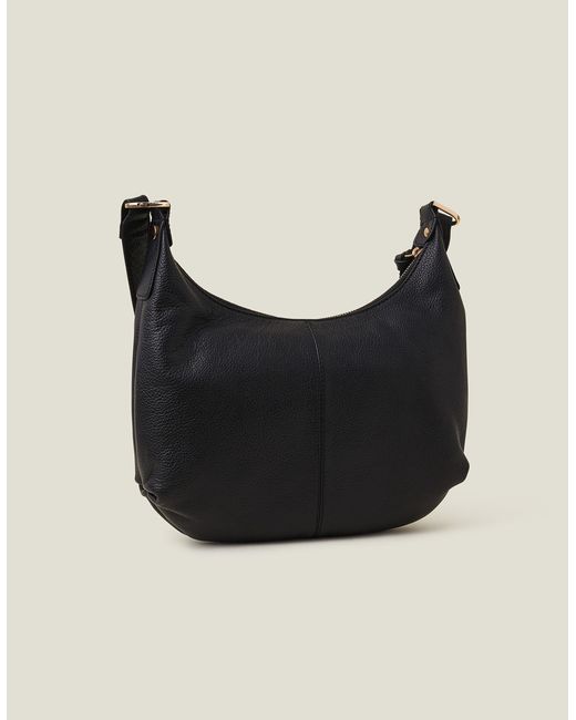 Accessorize Women's Black Leather Medium Scoop Bag