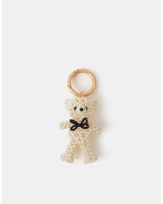 Accessorize White Beaded Bear Bag Charm